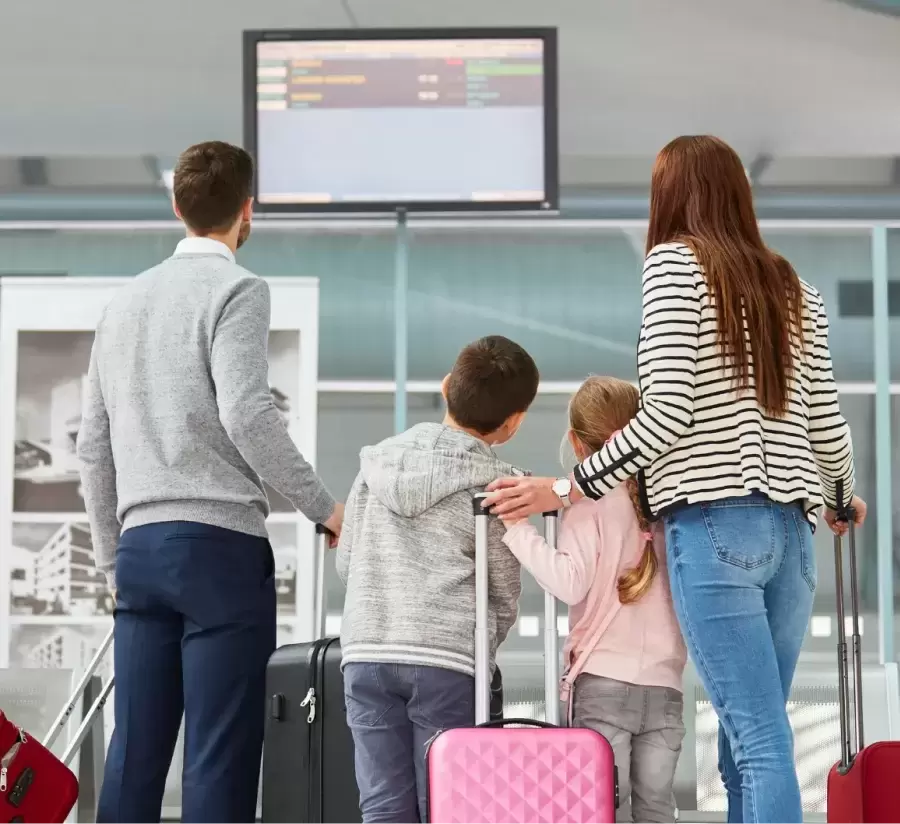 Family waiting at airport